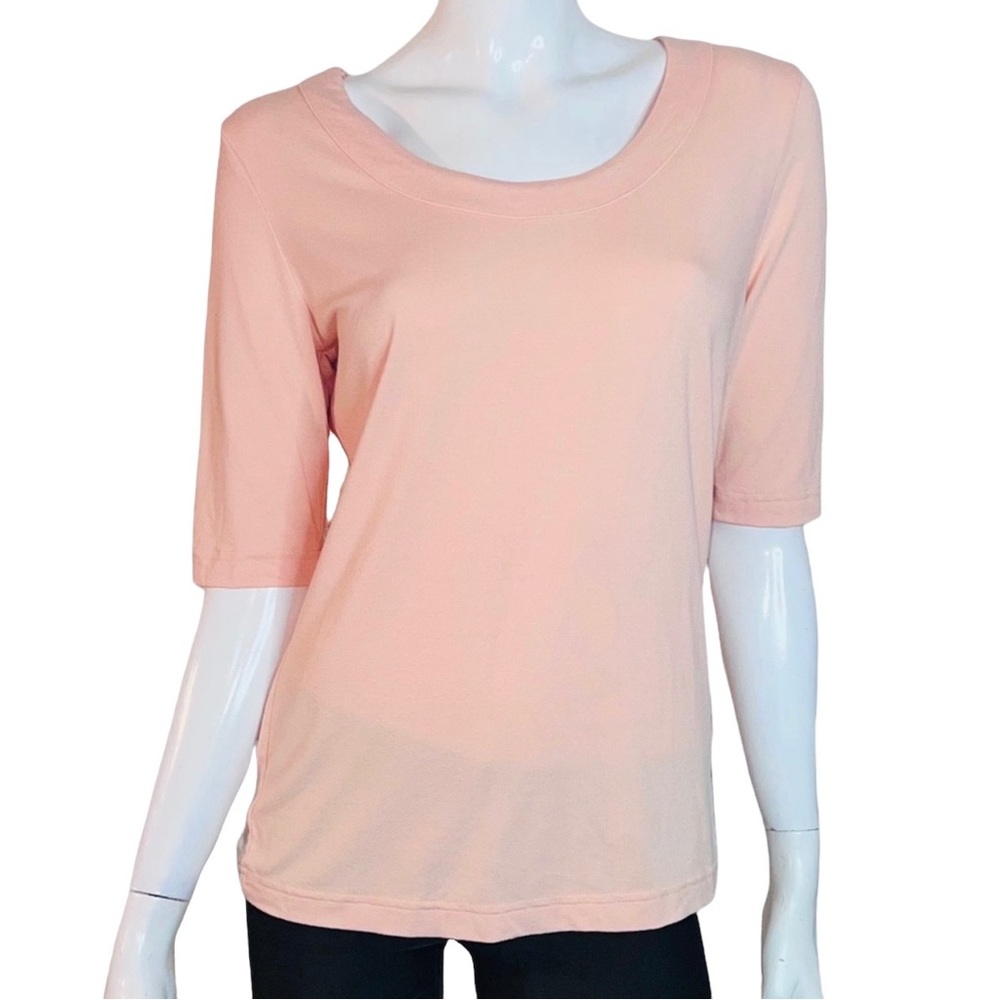 Ann Taylor Factory Elbow-Length Sleeves V-Neck Peach Blouse